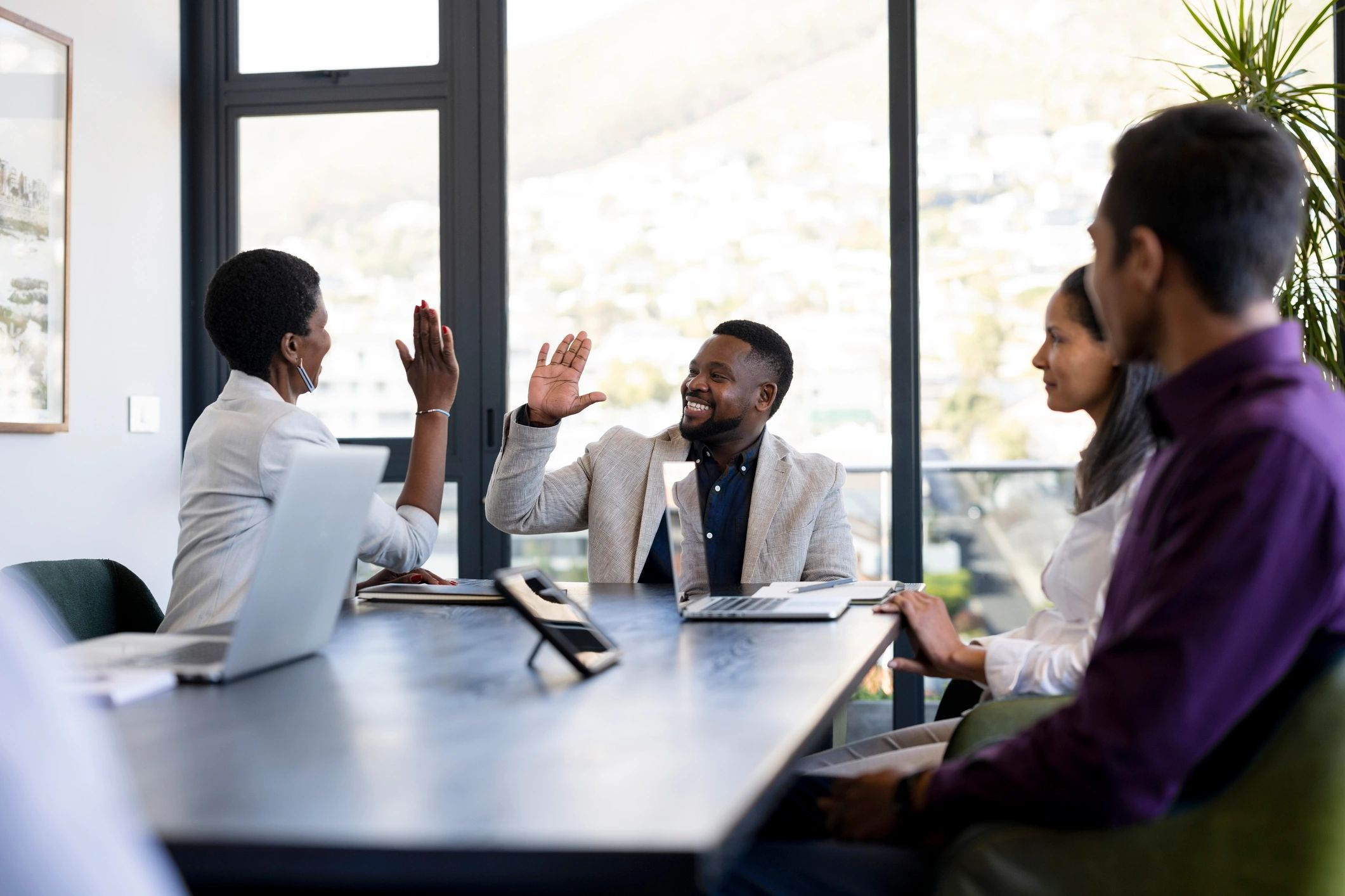 Business colleagues collaborating at a boardroom table