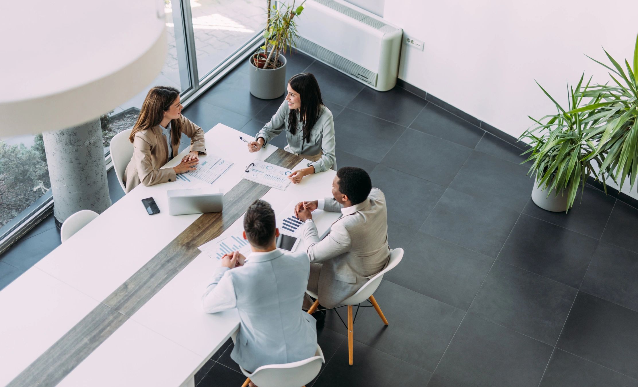 Business team meeting in an office setting