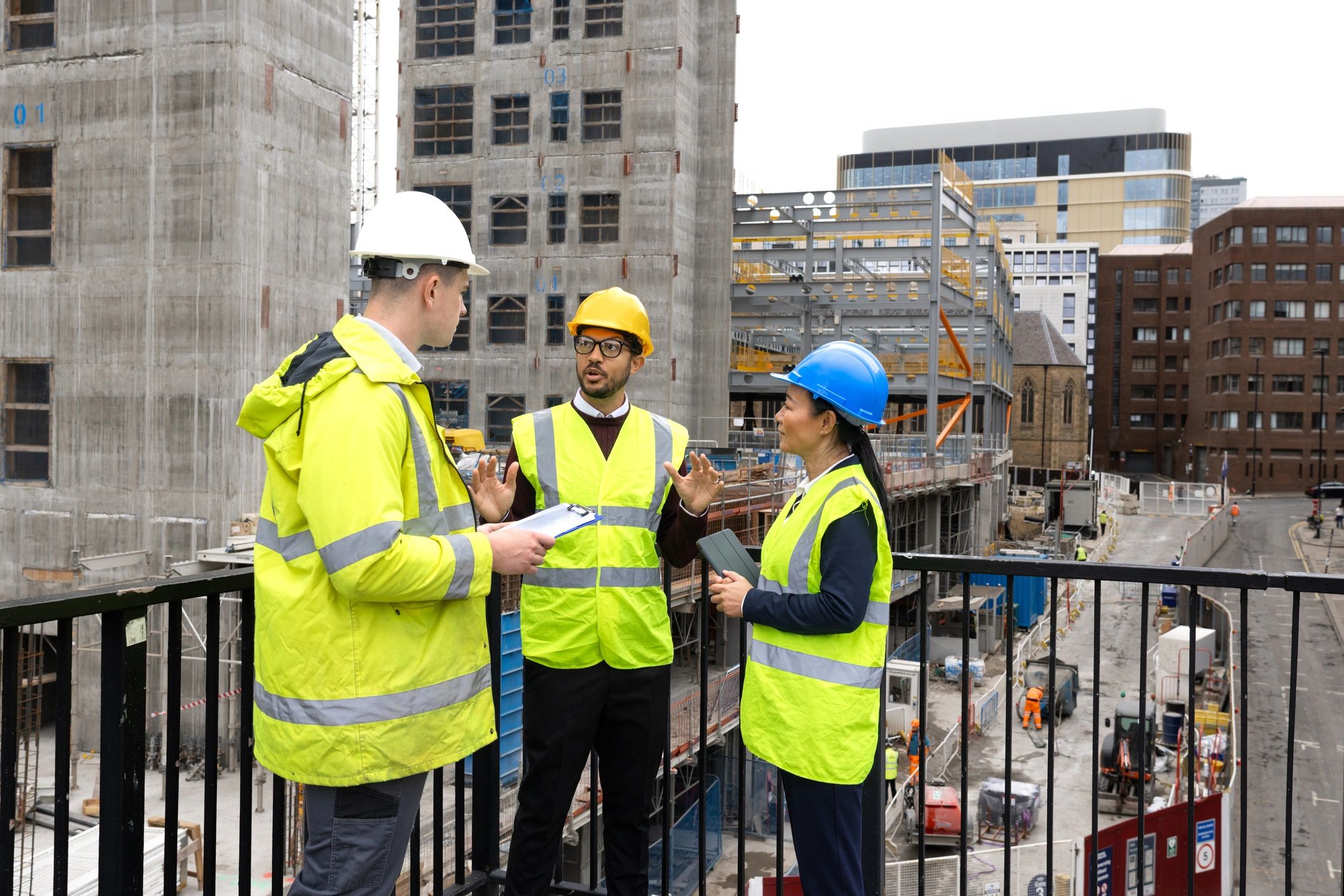 Professionals reviewing infrastructure plans
